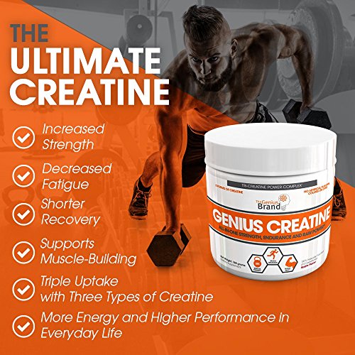 Genius Creatine Powder, Post Workout Supplement For Men and Women with Creapure Monohydrate, Hydrochloride (HCL) MagnaPower and Carnosyn Beta-Alanine SR, Natural Lean Muscle Builder – Sour Apple, 188G